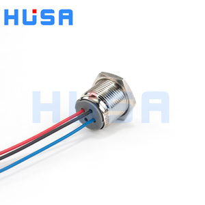 HUSA Interrupteur de sécurité à bouton-poussoir en métal argenté à tête haute 16 mm IP65 3A 220V 1NO à maintien momentané CE avec anneau lumineux LED - Product Image 4