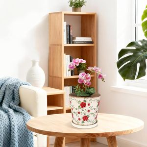Pots à fleurs en céramique émaillée <span class=keywords><strong>pour</strong></span> sol, 5,5 pouces, petit design effet craquelé, avec trou de drainage et <span class=keywords><strong>soucoupe</strong></span> <span class=keywords><strong>pour</strong></span> plantes bonsaï - Product Image 5