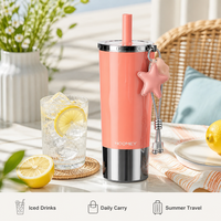 HOOMEY Tasse à paille en acier inoxydable 316 avec revêtement céramique 700 ml, anti-fuite, antibactérienne, style rétro, pour voiture, bureau, maison, voyage