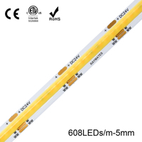 Bande LED COB Raymates ultra-étroite 5 mm CCT réglable haute densité 2700K+6500K 24V dimmable pour plafond haut