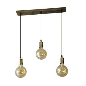 Lampe en cuir et bois 3xE27 avec ampoules incluses 24W 2700K 2250lm 64x13 cm - idéale pour l'éclairage décoratif et - Product Image 1