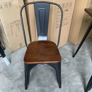 Silla de Comedor de Metal Industrial de Diseño Vintage para Restaurante, Apilable, de Madera y Metal, para Cafetería y <span class=keywords><strong>Bistro</strong></span> - Product Image 2