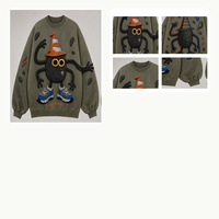 Sweat-shirt vert personnalisé à col rond avec motif graphique surdimensionné