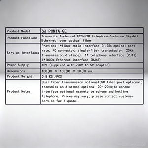 Convertidor de Fibra Óptica Telefónica PCM de 1 Canal, Multiplexor de Voz Fxs/Fxo para <span class=keywords><strong>Fax</strong></span> RJ11 POTS, Convertidor de Fibra Óptica para Red Gigabit - Product Image 2