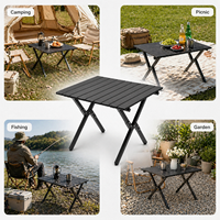 Mesa de Comedor Plegable Portátil Moderna de Metal, Base Rectangular Extensible, Muebles Duraderos para Exteriores, Playa y Picnic