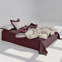Ensemble de literie 4 pièces en coton 100% - Vente en gros - Design minimaliste - Couleur unie - Rayures - Utilisation toute saison