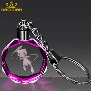 PuJiang Wholesale Hot Selling Blank Crystal Pokeball Keychain Custom Logo Led Flashing Light Crystal Glass Keychain for Gifts