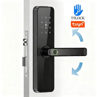 Harga Pabrik Gagang Pintu Elektronik Tuya Wifi Cerradura Inteligente Rfid Kata Sandi Sidik Jari Digital Ttlock Smart Lock untuk Pintu Depan