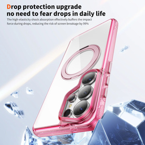 Funda con Anillo Magnético para Samsung Galaxy S26 Ultra S25 PLUS, Carcasa Híbrida de TPU y PC Transparente a Prueba de Golpes, con Soporte Metálico y Botones - Product Image 6