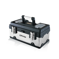 Boîte à outils en acier inoxydable GSFixtop, PP + acier inoxydable, boîte de rangement portable pour outils avec poignée et loquets métalliques