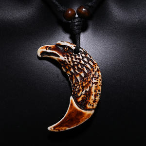 Kalung Retro Etnik FX047 Imitasi Gading Liontin Elang Tulang Yak untuk Pesta Kalung Pria Perhiasan Wanita Amulet Tribal Afrika - Product Image 4