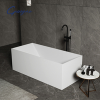 Baignoire autoportante Cpingao de luxe moderne, couleur personnalisée, finition mate, en résine de pierre artificielle classique, avec drain intégré, pour bain profond et pur.