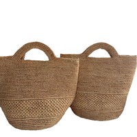 Nouveau Sac Fourre-tout en Raphia Importé de Madagascar, Collection Printemps-Été 2026, Entièrement Fait Main au Crochet, Sac Seau Ouvert Tendance