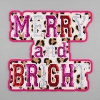 Nouveaux Patchs Thermocollants Personnalisés 2026 Joyeux Noël Grandes Broderies en Chenille Pailletées et Sequins pour Vêtements, Sweats à Capuche et Chapeaux