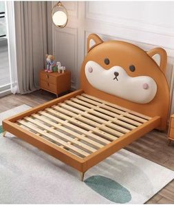 Cama para niños tapizada de 1,5 m con almacenamiento Cama individual de diseño de perro simple moderno para niños y niñas - Product Image 2