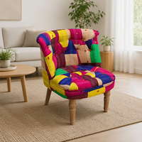 Großhandel Massivholz-Akzentstuhl Kantha Patchwork Sessel Handgefertigtes Boho Einzelsofa Natürliche Holzbeine Zertifiziert OEM