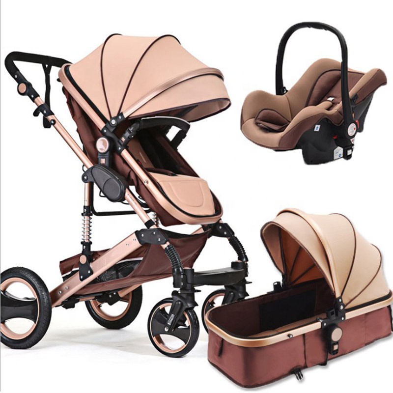 ภูมิทัศน์สูงน้ำหนักเบารถเข็นเด็กทารก Carseat Combo Buggy รถเข็นเด็ก3ใน1