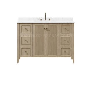 Traditional Design Double <b>Sink</b> <b>Bathroom</b> Vanity Solid Wood <b>Cabinet</b> With <b>Under</b> Mounting Marble <b>Sink</b> - Product Image 1