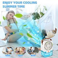 Petit climatiseur évaporatif portable rechargeable par USB en plastique pour bureau Ventilateur d'air frais Affichage numérique Brume d'eau glacée Voiture Extérieur