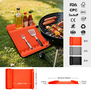 Silicone Barbecue Grill Mat 40.5cm Non-Stick Cooking Baking Protector For Outdoor BBQ Accessories - Product Image 1