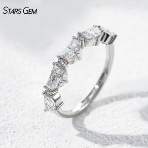 StarsGem 18K Solid Gold Vintage Rhodium Plated 1.08CTW E VS Lab Grown Diamond Half <b>Moon</b> Cut Wedding Band Stackable <b>Ring</b> for Gift - Product Image 1