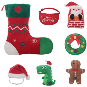 Thème de noël <span class=keywords><strong>chaussettes</strong></span> crocodile salive serviette guirlande pain d'épice homme interactif en peluche chien mâcher ensemble de jouets pour animaux de compagnie - Product Image 2