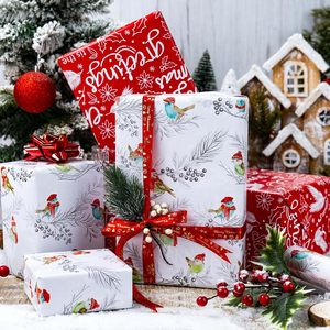 Burymento Christmas <b>Wrapping</b> <b>Paper</b> 17 In X 32.8 Ft Reversible Red <b>White</b> Design For Gift Craft Packaging - Product Image 3
