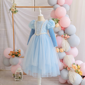 Abito da Principessa Elsa <span class=keywords><strong>Frozen</strong></span> D511 per Bambine, <span class=keywords><strong>Vestito</strong></span> Lungo <span class=keywords><strong>di</strong></span> Elsa, Abito Formale per Bambini e Costume per Spettacoli <span class=keywords><strong>di</strong></span> Halloween - Product Image 5