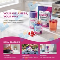 Gummies de Kombucha Probiotiques Marque Blanche 2 Milliards de UFC Sans Sucre Végétaliennes à la Pectine 60 Unités Bien-être Intestinal Fabricant de Suppléments OEM