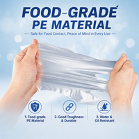 Gants jetables en PE personnalisés OEM, 2 pièces par paquet, gants en plastique transparents à usage unique avec emballage individuel pour les aliments