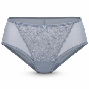 Braguitas de encaje para mujer, gris Morandi y azul niebla, de talle medio, con diseño de hoja en V, tejido de punto, con refuerzo de malla transpirable de elastano/nailon, elegantes - Product Image 1