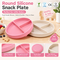 Assiette à collation ronde en silicone de qualité alimentaire pour bébé et tout-petit, avec compartiments séparés pour les repas et les collations des enfants