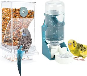 Geen Puinhoop Vogel Water Feeder Dispenser Set Automatische Vogel Feeder Transparante Voedselcontainer Kooi Acryl Papegaai <span class=keywords><strong>Feeders</strong></span> - Product Image 1
