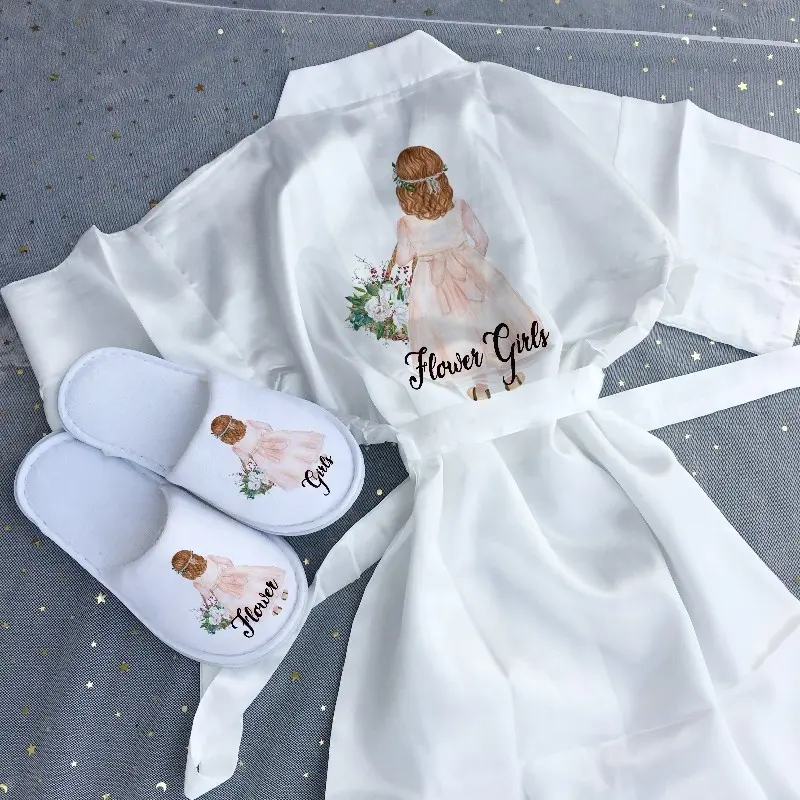 Peignoir Kimono en Satin avec Photo imprimée personnalisée pour fille, nouvelle collection, Kimono, motif floral, pour cadeaux de mariage, cadeaux de fête
