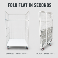 Chariot robuste à quatre roues avec cage de protection, taille personnalisée, pliable, en maille, avec roues pour entrepôt et outils