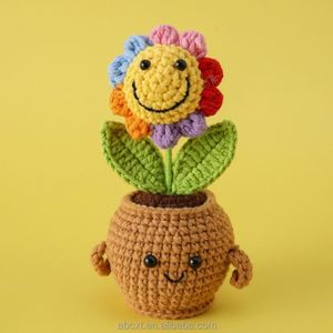 Flores Artificiales Tejidas a Mano, Girasol de Ganchillo Positivo en Maceta para Navidad y Acción de Gracias - Product Image 5