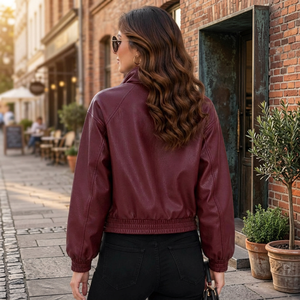 Nouveautés : Blouson Bomber à Capuche en Cuir de Mouton Véritable Premium pour Femme, Coupe Oversize, Style Streetwear - Product Image 4