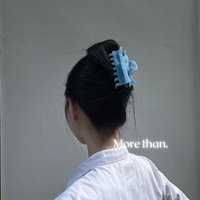Grande pince à cheveux en acétate personnalisable, pince à requin carrée en gelée rose avec cœur creux, cool chignon pour filles chaudes