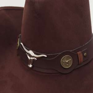 New Tibetan Western <b>Felt</b> Bull Head Embellished Cowboy <b>Hat</b> Wholesale Unisex Ethnic Headwear for Men <b>Women</b> - Product Image 2
