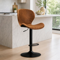 JOHOOFURNITURE Tabouret de bar ergonomique réglable en similicuir marron vieilli, vente en gros