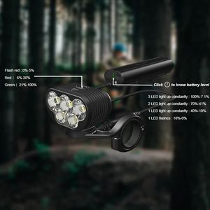 Lumière de vélo MONTEER 8000S V2.0, 8000 lumens LED, télécommande, lumière de vélo VTT, batterie rechargeable 7,2 V 10 000 mAh, conduite nocturne - Product Image 2