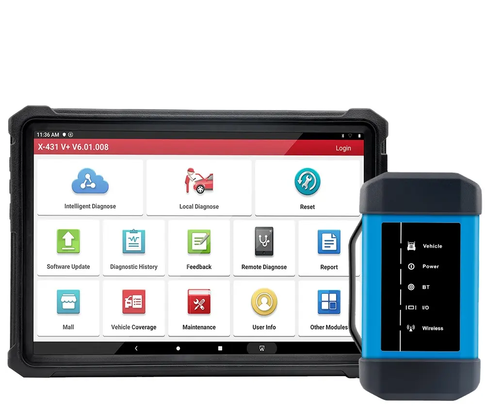 LAUNCH-Tableta X431 V Plus, herramienta de diagnóstico de sistema completo para camiones, HD 4,0, obd2, BT, HD, soporte resistente para 24 camiones