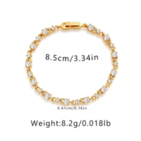 Bracelet Tennis de Luxe pour Femme en Laiton Plaqué Or 18K avec Zircons et Maillons Feuille, Bijou Fin Tendance pour Usage Quotidien, Idéal Cadeau