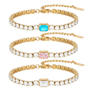 Bracelet Tennis 4 mm en Acier Inoxydable Entièrement Sertie de Zircons, Sertissage Canal, Bijou Unisexe, Cadeau, Design Géométrique - Product Image 5