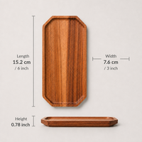 Plateau de service rectangulaire octogonal en bois d'acacia massif naturel, petit plateau en bois pour dessert, collation, café