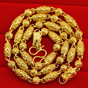 Collana da Uomo Vintage <span class=keywords><strong>in</strong></span> <span class=keywords><strong>Ottone</strong></span> Placcato Oro con Catena a Maglie a Bambù, Gioiello Regalo, Vendita all'Ingrosso - Product Image 1