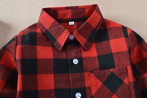 Vêtements pour enfants, chemises en flanelle à manches longues pour le printemps et l'automne, chemises en coton pour filles, chemises en polaire à carreaux pour bébés garçons - Product Image 3