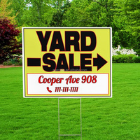 Panneaux de jardin en plastique de forme personnalisée 18*24 à vendre, lettres « Joyeux anniversaire » et « Immobilier » vierges, piquets de pelouse