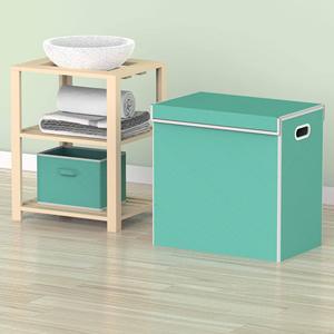 Turquoise Double <b>Laundry</b> Hamper with Lid and Removable Bags <b>Laundry</b> <b>Basket</b> 2 Sections, Collapsible Ditry Clothes Hamper - Product Image 4
