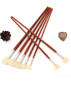 7 pièces longues brosses d'artiste en bois ensemble poils naturels ventilateur de cheveux <span class=keywords><strong>pinceau</strong></span> acrylique aquarelle <span class=keywords><strong>peinture</strong></span> à l'<span class=keywords><strong>huile</strong></span> artistes 32x14cm - Product Image 2